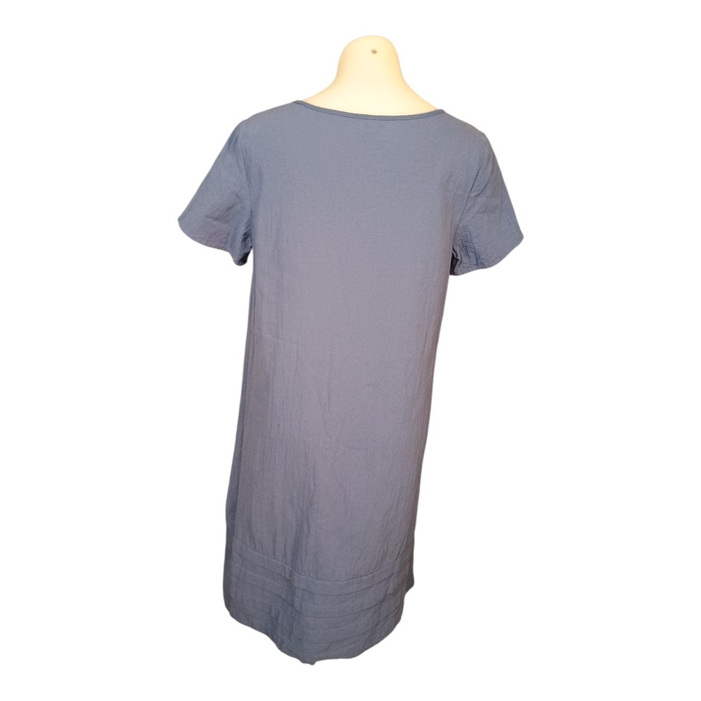 Emery Rose Women's L Cotton Wide Pin Tuck Hem Lagenlook Shift Dress Beach Summer - Picture 2 of 7